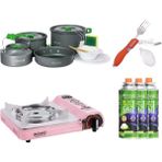 Orcamp Seramik Pro Kamp Ocak Pembe Ck-508+4 Parça Tencere Seti Out-1050+Çkb Out-1350-K+3 Adet Kartuş Kts-227 Orc-018-D4