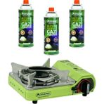 Orcamp Tekli Mini Portatif Kamp Ocağı 1,42 kg Ağırlık ve 3 Adet 227 gr Gaz Kartuş Seti Yeşil
