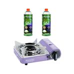 Orcamp Tekli Mini Portatif Kamp Ocak ve 2 Adet 227 gr Gaz Kartuş Seti Mor