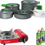 Orcamp Tekli Mini Portatif Ocak Kırmızı+2 Adet Kartuş Kts 227+4 Parça Tencere Seti Orc-013-C2