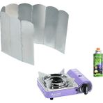 Orcamp Tekli Mini Portatif Ocak Mor+1 Adet Kartuş Kts 227+9 Kanatlı Rüzgarlık Orc-014-C1