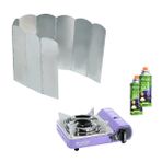 Orcamp Tekli Mini Portatif Ocak Mor+2 Adet Kartuş Kts 227+9 Kanatlı Rüzgarlık Orc-014-C2