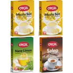 Orçel 2 Muzlu Süt + 1 Salep + 1 Nane Limon Aromalı Içecek Tozu Oralet Çay 4X200GR. - 1 kg