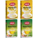 Orçel 2 Muzlu Süt + 2 Nane Limon (Mentöllü) Aromalı Içecek Tozu Oralet Çay 4X200GR. - 800 gr
