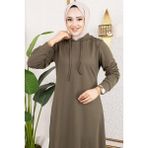 Orchid Style Arma Detaylı Kapşonlu Spor Elbise - Haki - 46