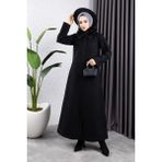 Orchid Style Yakası Kürklü Kaşe Kaban - Zümrüt Yeşili - 52