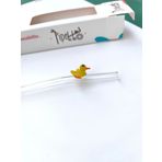 Ördek Figürlü Makinede Yıkanabilir Cam Pipet, Yeniden Kullanılabilir Borasilikat Cam Pipet, Smoothee İçin Cam Pipet, Çevre Dostu Cam Pipet