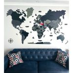 Orendart Çok Katmanlı Ahşap Dünya Haritası 3D - 200 x 120 cm - Antrasit