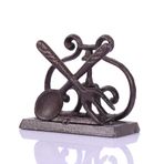 orenm Vintage Rustik Dökme Demir Mutfak Peçete Tutacağı, 5 inç Oynak Ayakta Duran Hayvan Motifli - Masa Ayarınızda Zarafeti ve İşlevselliği Yükseltin (Metal çatal bıçak takımı)