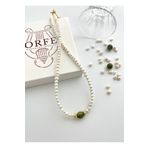 ORFE JEWELRY Gerçek Doğal İnci ve Yeşim Taşı Detaylı Kolye