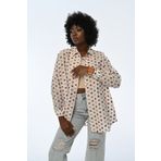 Orfeo Negro KADIN ÇİÇEK DESENLİ OVERSIZE KALIP GÖMLEK