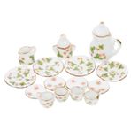 ORFOFE 1 Takım Bebek Evi Çay Seti Oyuncak Ev Çay Seti Mini Bebek Tabakları Minyatür Oyuncak Ev Aksesuarları Minik Çay Seti Minik Çay Bardakları Demlik Cep Su ısıtıcısı Seramik Kız Çocuk