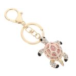 ORFOFE 1Pc Pendant Keychains Anneler Şans Rhinestone Kızlar Metalik Kaplumbağa Şık Kaplı Yüzük Kadınlar Pembe Süsleme Sarkık Narin Zanaat Şekli Parti Iyilik Kaplumbağa Takı Iyi