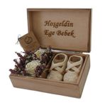 Organic Bonny Baby Kişiye Özel İsimli Yenidoğan Hediyelik Kutu Krem