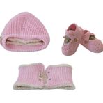 Organic Bonny Baby Kışlık Bere Atkı Patik Seti Pembe