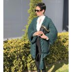 Organic Mira Yeşil Kadın Oversize Mont Salaş Ceket Uzun Chunky Cardigan Hırka - Standart - Koyu - Yeşil