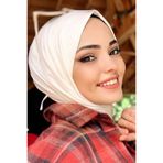 Organic Tesettür Penye Şal Hijap Modeli-ekru