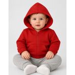 Organickid Basic Bebek Kırmızı Kapüşonlu Sweatshirt - 9 - 12 Ay
