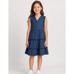Organickid Denim Kız Çocuk Kruvaze Elbise - Lacivert - 13 - 14 Yaş
