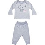 Organickid Gray Star Erkek Bebek Çizgili Pijama Takımı - 3 - 6 Ay - Gri