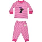 Organickid Halloween Kız Bebek Fuşya Çizgili Pijama Takımı - 3 - 6 Ay - Pembe