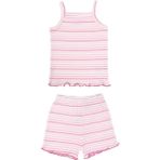 Organickid Mini Me Kız Bebek Pembe Askılı Üst ve Şort Pijama Takımı - 0 - 3 Ay