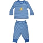 Organickid Mix Erkek Bebek Mavi Çizgili Pijama Takımı - 6 - 9 Ay