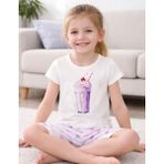 Organickid Pink Star Kız Çocuk Pembe Şortlu Pijama Takımı - 5 - 6 Yaş