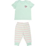 Organickid Teatime Kız Bebek Yeşil Kısa Kol Pijama Takımı - 0 - 3 Ay