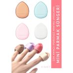 Organiflex Parmak Mini Makyaj Süngeri - Puf Kapatıcı, Allık, Pudra, Rötuş Süngeri 4 Adet