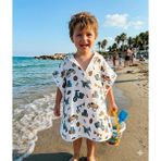 Organik %100 Pamuk Müslin Kapşonlu Panço Plaj Havuz 1 - 5 Yaş Çocuk Bebek Pançosu - Beyaz - Açık Pembe - ERKEK