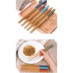 Organik Bambu Çin Çubuğu, 5 Çift Kahverengi, Sağlıklı ve Doğal Kullanım. - Seçenek 1