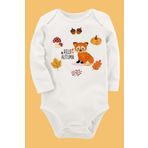 Organik Baskılı Pamuklu Unisex Bebek Body Uzune144 1721-LMNN, Yeni Doğan