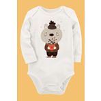 Organik Baskılı Pamuklu Unisex Bebek Body Uzune154 1733-LMNN, 12 Ay