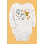 Organik Baskılı Pamuklu Unisex Bebek Body Uzune160 1825-LMNN, 9 Ay