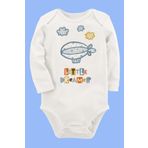 Organik Baskılı Pamuklu Unisex Bebek Body Uzune165 1606-LMNN, 6 Ay