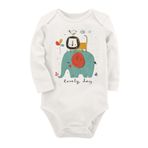 Organik Baskılı Pamuklu Unisex Bebek Body Uzune175 1705-LMN, 9 Ay