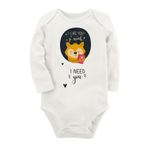 Organik Baskılı Pamuklu Unisex Bebek Body Uzune186 1642-LMN, 3 Yaş