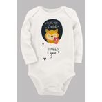 Organik Baskılı Pamuklu Unisex Bebek Body Uzune186 1642-LMNN, 3 Yaş