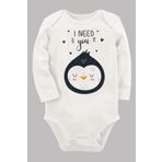 Organik Baskılı Pamuklu Unisex Bebek Body Uzune190, 2 Yaş