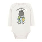 Organik Baskılı Pamuklu Unisex Bebek Body Uzune200, 2-4 Yaş