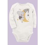 Organik Baskılı Pamuklu Unisex Bebek Body Uzune222 1712-LMNN, 3 Ay