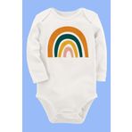 Organik Baskılı Pamuklu Unisex Bebek Body Uzune234 1634-LMNN, 12 Ay
