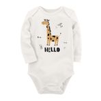 Organik Baskılı Pamuklu Unisex Bebek Body Uzune261 1868-LMN, 6 Ay