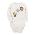 Organik Baskılı Pamuklu Unisex Bebek Body Uzune276 1646-LMN, 9 Ay