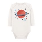 Organik Baskılı Pamuklu Unisex Bebek Body Uzunkole109 1837-LMN, Yeni Doğan