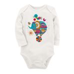 Organik Baskılı Pamuklu Unisex Bebek Body Uzunkole11 1809-LMN, 9 Ay