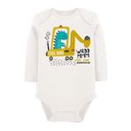 Organik Baskılı Pamuklu Unisex Bebek Body Uzunkole111 1800-LMN, 9 Ay