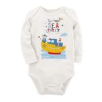 Organik Baskılı Pamuklu Unisex Bebek Body Uzunkole131 1852-LMN, Yeni Doğan
