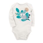 Organik Baskılı Pamuklu Unisex Bebek Body Uzunkole133 1778-LMN, 12 Ay